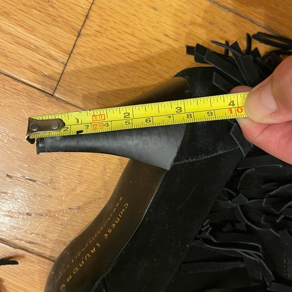 Fringe Black Suede Women's Boots - Picture 5 of 5